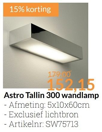Promoties Astro tallin 300 wandlamp - Astro - Geldig van 01/03/2017 tot 31/03/2017 bij Sanitairwinkel