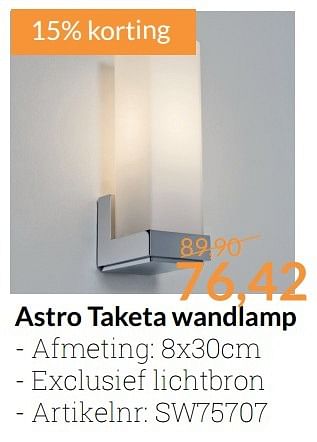 Promoties Astro taketa wandlamp - Astro - Geldig van 01/03/2017 tot 31/03/2017 bij Sanitairwinkel