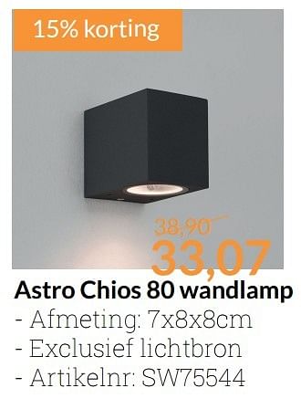 Promoties Astro chios 80 wandlamp - Astro - Geldig van 01/03/2017 tot 31/03/2017 bij Sanitairwinkel