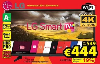 Promoties Lg téléviseur led - led-televisie 43uh610v - LG - Geldig van 01/03/2017 tot 31/03/2017 bij ElectroStock