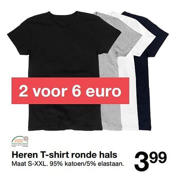 Promoties Heren t-shirt ronde hals - Huismerk - Zeeman  - Geldig van 03/03/2017 tot 17/03/2017 bij Zeeman