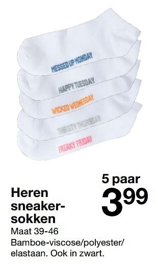 Promoties Heren sneakersokken - Huismerk - Zeeman  - Geldig van 03/03/2017 tot 17/03/2017 bij Zeeman