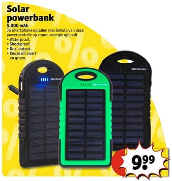 Promoties Solar powerbank - Huismerk - Kruidvat - Geldig van 07/03/2017 tot 12/03/2017 bij Kruidvat