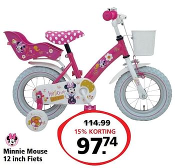 Promoties Minnie mouse 12 inch fiets - Disney - Geldig van 06/03/2017 tot 19/03/2017 bij Bart Smit