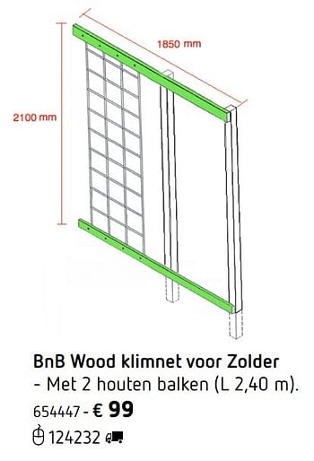 Promotions Bnb wood klimnet voor zolder - BNB Wood - Valide de 08/03/2017 à 25/09/2017 chez Dreamland