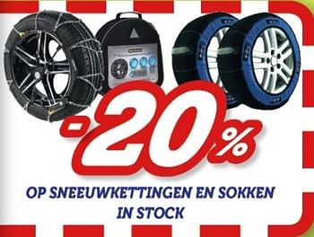 Promoties -20% op sneeuwkettingen en sokken in stock - Huismerk - Auto 5  - Geldig van 20/03/2017 tot 11/04/2017 bij Auto 5