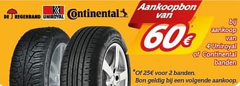 Promoties aankoopbon van 60€ bij aankoop van 4 uniroyal of continental banden - Continental - Geldig van 20/03/2017 tot 11/04/2017 bij Auto 5