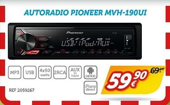 Promoties Autoradio pioneer mvh-190ui - Pioneer - Geldig van 20/03/2017 tot 11/04/2017 bij Auto 5