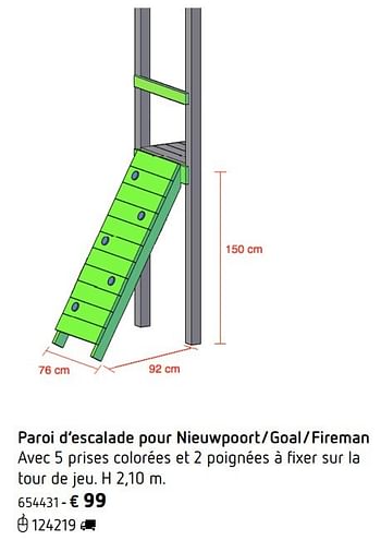 Promoties Paroi d`escalade pour nieuwpoort-goal-fireman - BNB Wood - Geldig van 08/03/2017 tot 25/09/2017 bij Dreamland