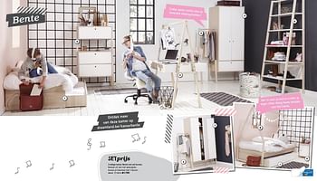 Promoties 3-delige kamer bente met wit bureau - Huismerk - Dreamland - Geldig van 15/03/2017 tot 15/03/2018 bij Dreamland