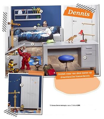 Promotions Bureau dennis betongrijs - Produit maison - Dreamland - Valide de 15/03/2017 à 15/03/2018 chez Dreamland