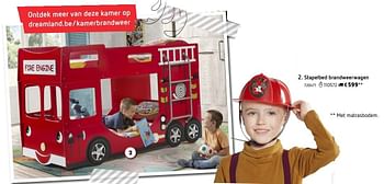 Promoties Stapelbed brandweerwagen - Huismerk - Dreamland - Geldig van 15/03/2017 tot 15/03/2018 bij Dreamland