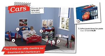 Promotions Coffre à jouets disney cars pliable - Produit maison - Dreamland - Valide de 15/03/2017 à 15/03/2018 chez Dreamland