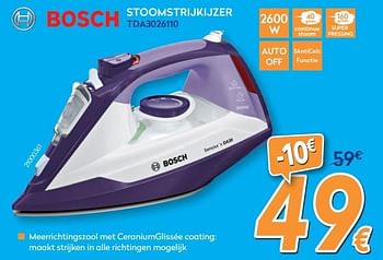 Promotions Bosch stoomstrijkijzer tda3026110 - Bosch - Valide de 23/03/2017 à 23/04/2017 chez Krefel