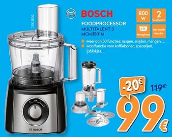 Promotions Bosch foodprocessor multitalent 3 mcm3501m - Bosch - Valide de 23/03/2017 à 23/04/2017 chez Krefel