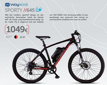 Promoties Elektrische fiets mtb sporty 645 - Wayscrall - Geldig van 01/04/2017 tot 31/03/2018 bij Auto 5