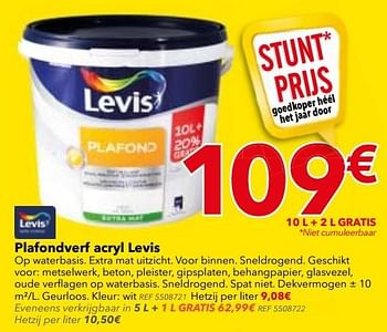 Promoties Plafondverf acryl levis - Levis - Geldig van 28/03/2017 tot 10/04/2017 bij BricoPlanit