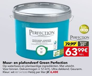 Promotions Muur- en plafondverf green perfection - Perfection - Valide de 28/03/2017 à 10/04/2017 chez BricoPlanit