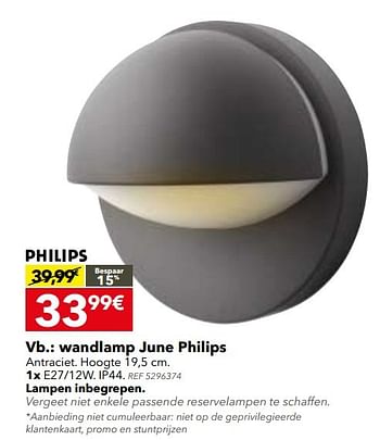 Promoties Wandlamp june philips - Philips - Geldig van 28/03/2017 tot 10/04/2017 bij BricoPlanit