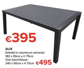 Promoties Alix eettafel in aluminium antraciet - Huismerk - Euroshop - Geldig van 24/03/2017 tot 17/04/2017 bij Euro Shop