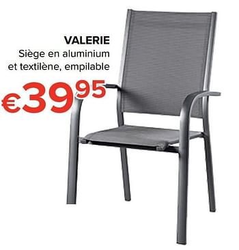 Promotions Valerie siège en aluminium et textilène, empilable - Produit Maison - Euroshop - Valide de 24/03/2017 à 17/04/2017 chez Euro Shop