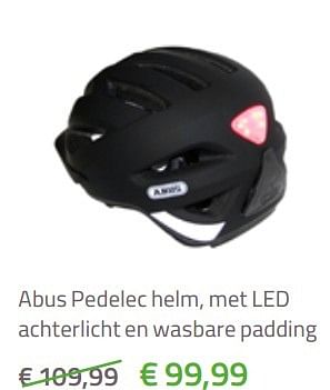 Promoties Abus pedelec helm, met led achterlicht en wasbare padding - Abus - Geldig van 01/02/2017 tot 31/03/2017 bij Fiets