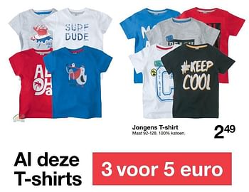 Promoties Jongens t-shirt - Huismerk - Zeeman  - Geldig van 25/03/2017 tot 07/04/2017 bij Zeeman