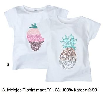Promotions Meisjes t-shirt - Produit maison - Zeeman  - Valide de 25/03/2017 à 07/04/2017 chez Zeeman