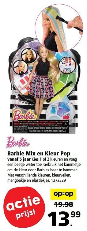 Promotions Barbie mix en kleur pop - Mattel - Valide de 20/03/2017 à 02/04/2017 chez Bart Smit