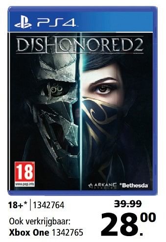 Promoties Dishonored 2 playstation 4 - Bethesda Game Studios - Geldig van 20/03/2017 tot 02/04/2017 bij Bart Smit