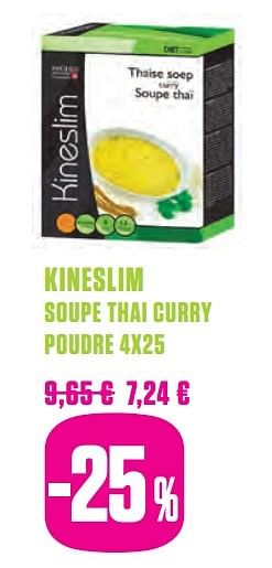 Promotions Kineslim soupe thai curry poudre - Kineslim - Valide de 06/03/2017 à 20/06/2017 chez Medi-Market