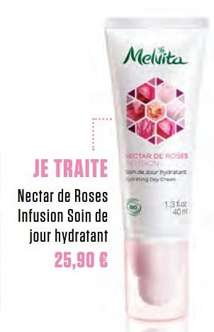 Promotions Je traite nectar de roses infusion soin de jour hydratant - Melvita - Valide de 06/03/2017 à 20/06/2017 chez Medi-Market
