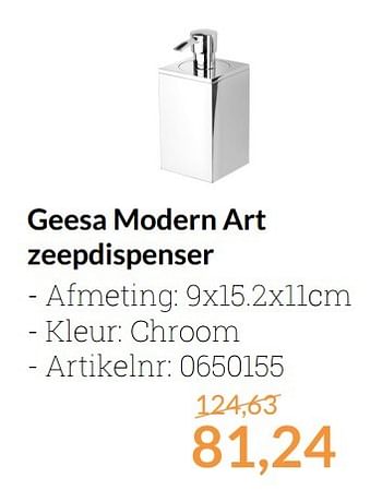 Promoties Geesa modern art zeepdispenser - Geesa - Geldig van 01/04/2017 tot 30/04/2017 bij Sanitairwinkel