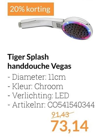 Promoties Tiger splash handdouche vegas - Tiger - Geldig van 01/04/2017 tot 30/04/2017 bij Sanitairwinkel