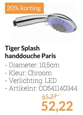 Promoties Tiger splash handdouche paris - Tiger - Geldig van 01/04/2017 tot 30/04/2017 bij Sanitairwinkel