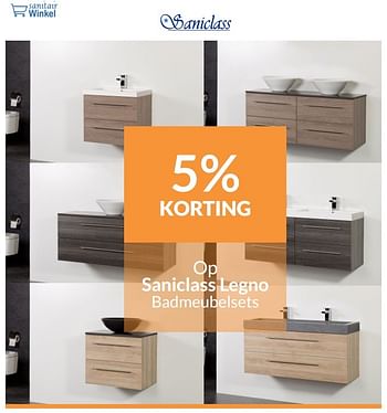 Promoties 5% korting op saniclass legno badmeubelsets - Saniclass - Geldig van 01/04/2017 tot 30/04/2017 bij Sanitairwinkel
