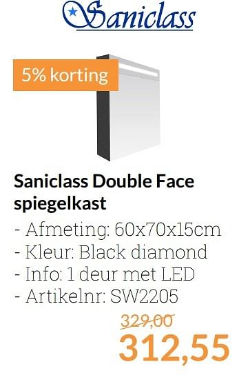 Promoties Saniclass double face spiegelkast - Saniclass - Geldig van 01/04/2017 tot 30/04/2017 bij Sanitairwinkel
