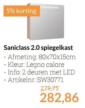 Promoties Saniclass 2.0 spiegelkast - Saniclass - Geldig van 01/04/2017 tot 30/04/2017 bij Sanitairwinkel