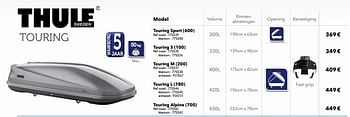 Promoties Touring sport (600) - Thule - Geldig van 01/04/2017 tot 31/03/2018 bij Auto 5