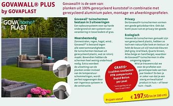 Promoties Govawall tuinschermen bestaan in 2 uitvoeringen - Govawall - Geldig van 15/03/2017 tot 30/06/2017 bij Horta