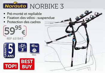 Promotions Porte-vélos de coffre suspendu norbike 3 - Norauto - Valide de 01/04/2017 à 31/03/2018 chez Auto 5