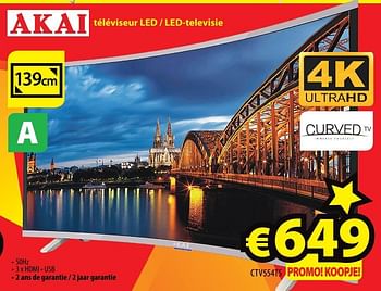 Promoties Akai téléviseur led - led-televisie ctv554ts - Akai - Geldig van 01/04/2017 tot 30/04/2017 bij ElectroStock