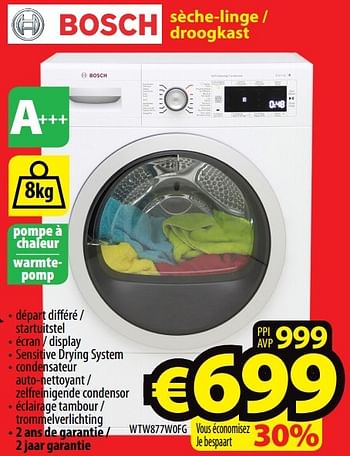 Promoties Bosch sèche-linge - droogkast wtw877w0fg - Bosch - Geldig van 01/04/2017 tot 30/04/2017 bij ElectroStock