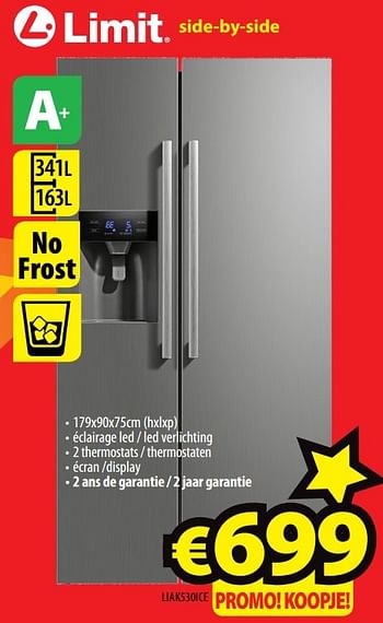 Promoties Limit side-by-side liak530ice - Limit - Geldig van 01/04/2017 tot 30/04/2017 bij ElectroStock