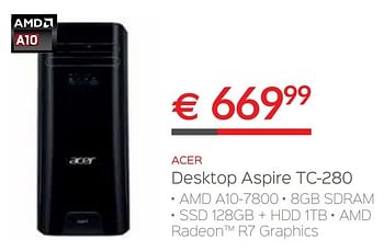 Promoties Acer desktop aspire tc-280 - Acer - Geldig van 03/04/2017 tot 30/04/2017 bij Auva