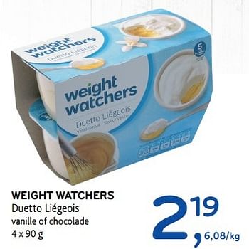 Promoties Weight watchers duetto liégeois vanille of chocolade - Weight Watchers - Geldig van 19/04/2017 tot 02/05/2017 bij Alvo