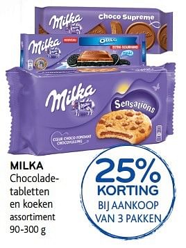 Promoties Milka chocoladetabletten en koeken assortiment 25% korting - Milka - Geldig van 19/04/2017 tot 02/05/2017 bij Alvo