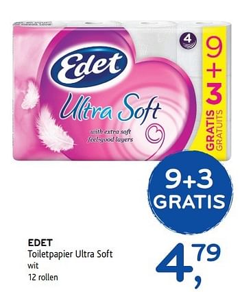 Promoties Edet toiletpapier ultra soft - Edet - Geldig van 19/04/2017 tot 02/05/2017 bij Alvo