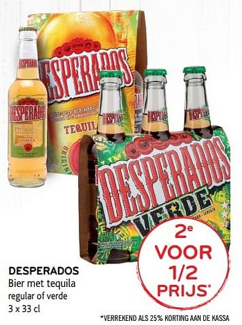 Promoties Desperados bier met tequila regular of verde - Desperados - Geldig van 19/04/2017 tot 02/05/2017 bij Alvo