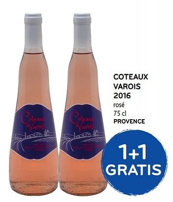 Promoties Coteaux varois 2016 1+1 gratis - Rosé wijnen - Geldig van 19/04/2017 tot 02/05/2017 bij Alvo